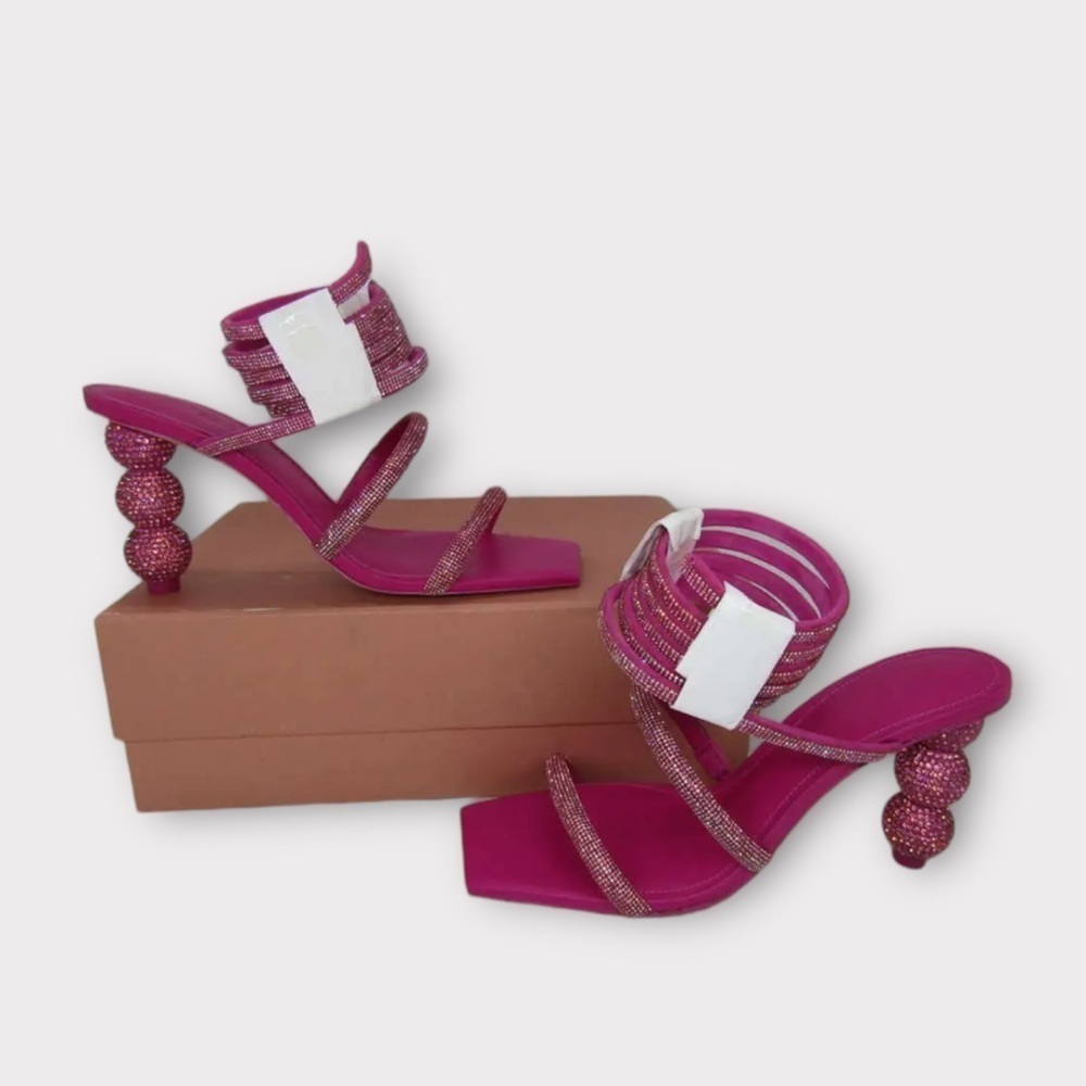 Cult Gaia Sandals Lislie Crystal Embellished Wrap Heels Sz 38 8 - Picture 6 of 13